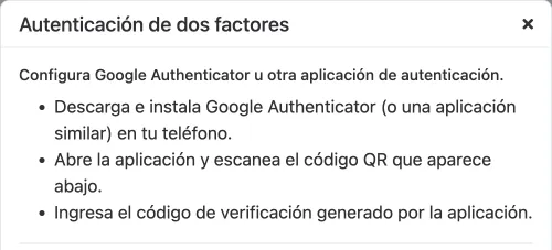 Instrucciones para configurar Google Authenticator