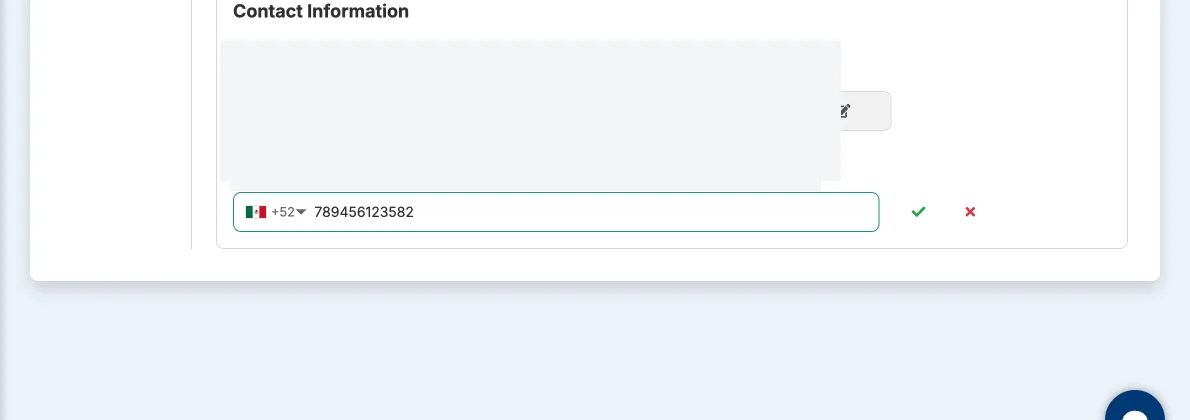 Teléfono en edición con confirmar y cancelar