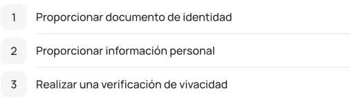 Pasos del formulario de verificación