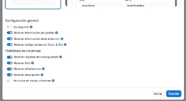 Options du packing slip