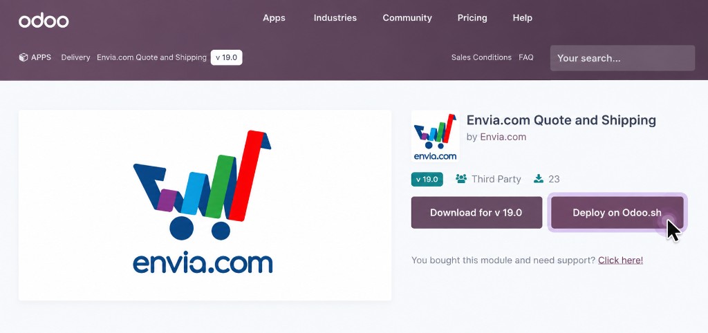 Plugin listing in Odoo Apps: download and deploy on Odoo.sh